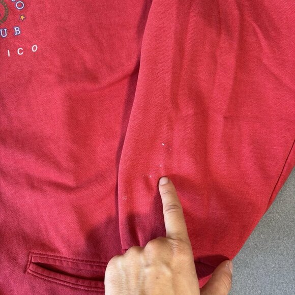 Vintage Poco Loco Club Mens Cardigan Red Double Sided Deor M.R. 90s Boat Anchor - Picture 5 of 13